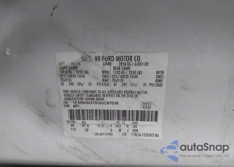 2016 Ford Explorer Sport z USA, uszkodzony, nr VIN 1FM5K8GT5GGC87038